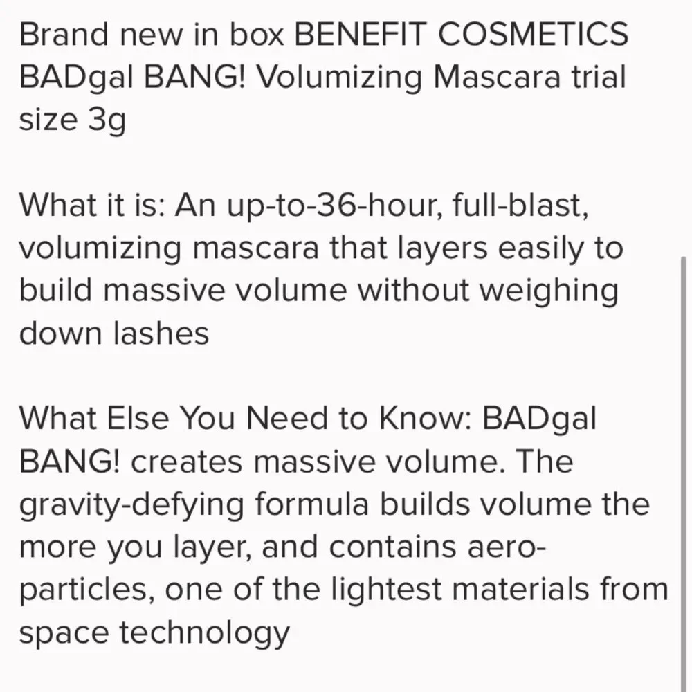 🦋Pick 5/$25 Benefit Bad Gal Bang Black Mascara New TravelSz